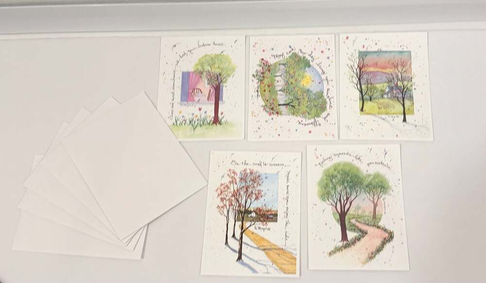 D. Morgan Watercolor Inspirational Greeting Cards Set of 5 with Envelopes